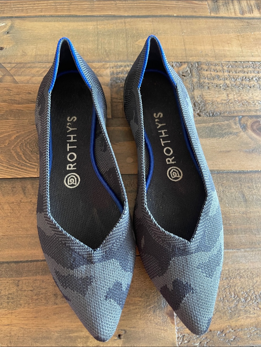 Rothy's Women's Black and Gray Pointed Knit Flats